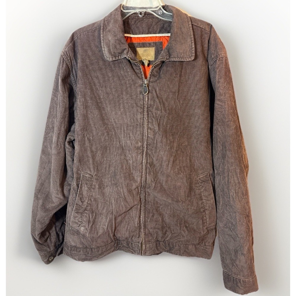 Faded Glory Corduroy Quilted Jacket Men's XL‎ Brown Full Zip Lined Workwear Y2K